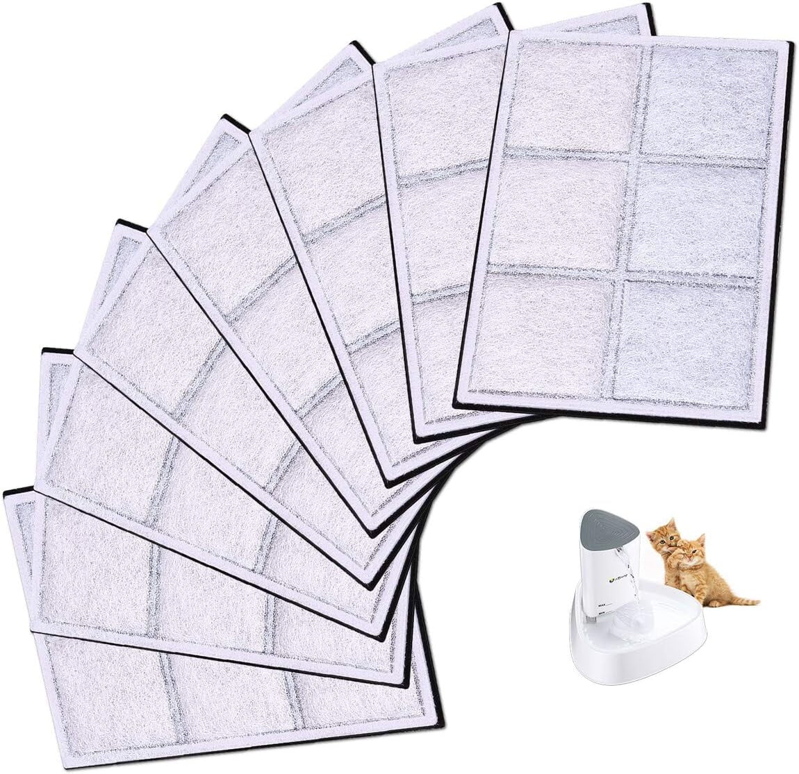 Replacement Filters for 51Oz Cat Fountain LED Pet Water Fountain Filter (8 PACK)