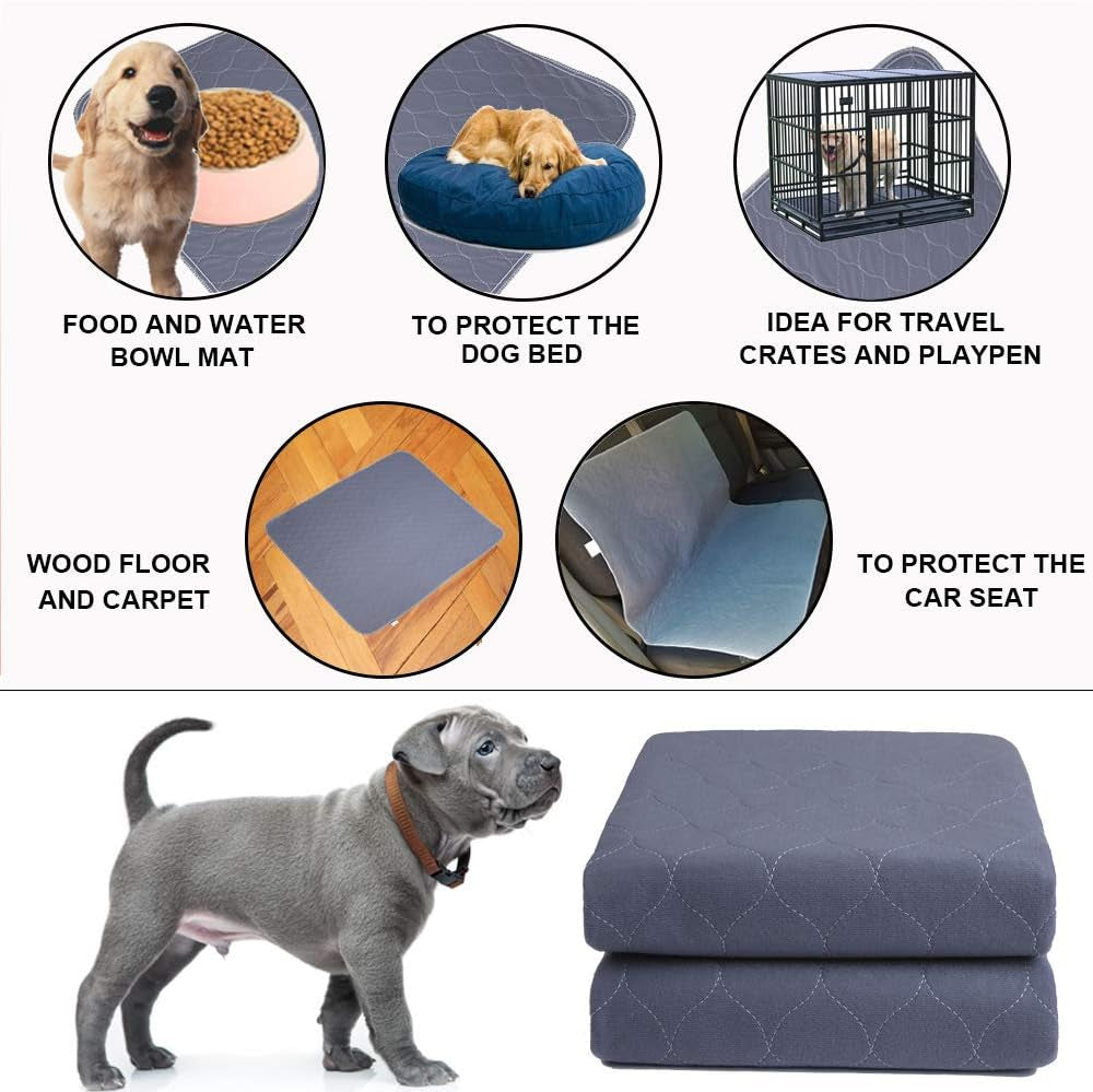 Washable Dog Pee Pads+Free Grooming Gloves - Reusable Whelping Pads,Waterproof Dog Mat Non-Slip Puppy Potty Training Pads for Dogs, Cats, Bunny…
