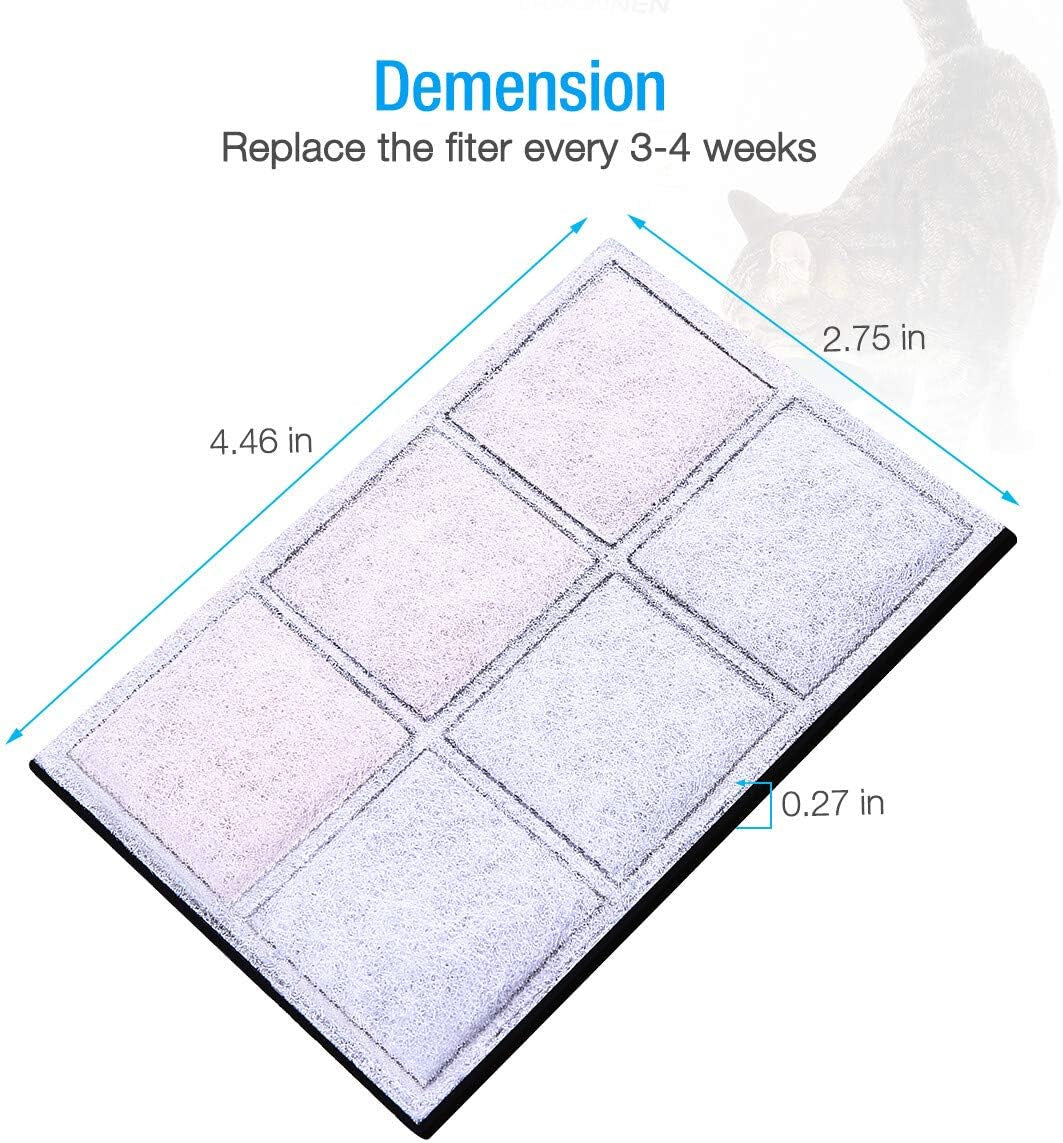 Replacement Filters for 51Oz Cat Fountain LED Pet Water Fountain Filter (8 PACK)