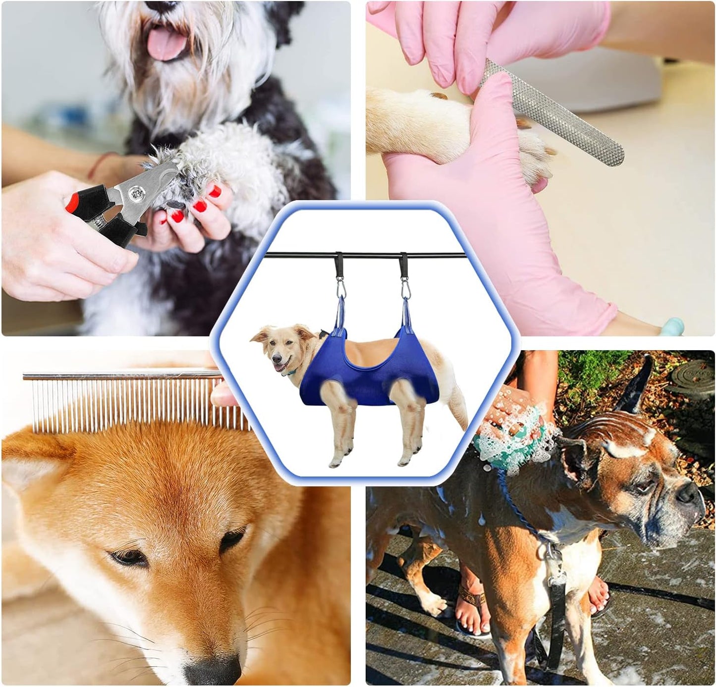 Pet Grooming Hammock, Durable Dog Hammock for Grooming, Dog Grooming Helper Cat/Dog/Pet Grooming Hammock (M(Legs Spacing: 5.9""-14.2"" / Max W: 65LB))