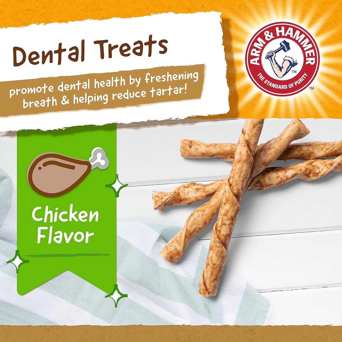 for Pets Faux-Hide Dog Dental Treat Twists, 12 Pcs - 4 Pack | Rawhide Free Dog Dental Chews in Chicken Flavor Baking Soda Formula Dog Dental Treats for Fresh Breath