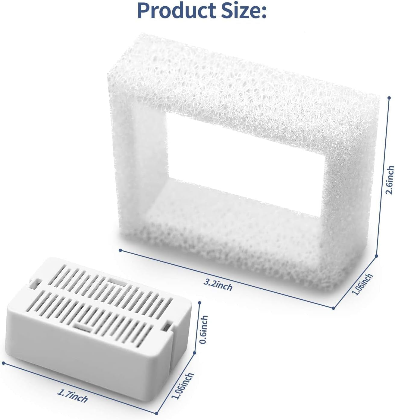 Pet Fountain Replacement Filters, 8 Pack Cat Water Fountain Carbon Filters and 2 Pack Foam Filters for Cupcake Ceramic Cat Fountain