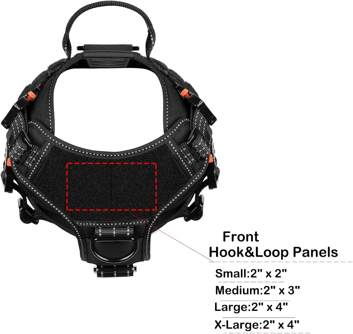 Tactical Dog Harness with 4X Metal Buckle,Working Dog MOLLE K9 Vest with Handle,No Pulling Front Clip,Adjustable Pet Harness for Meduim Dogs (M (25"-31" Chest), Black)
