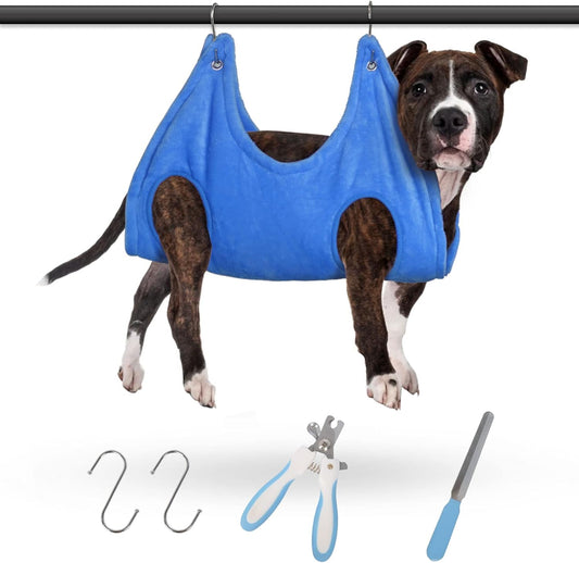 Pet Grooming Hammock Harness for Nail Trimming, with Nail Clippers, Nail File, Comb,Breathable Dog Grooming Hammock Restraint Bag, Dog Grooming Sling Helper for Large Dogs Nail Trimming/Clipping