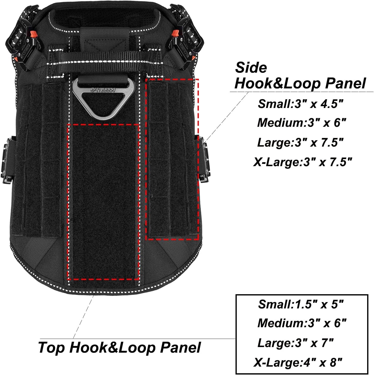 Tactical Dog Harness with 4X Metal Buckle,Working Dog MOLLE K9 Vest with Handle,No Pulling Front Clip,Adjustable Pet Harness for Meduim Dogs (M (25"-31" Chest), Black)