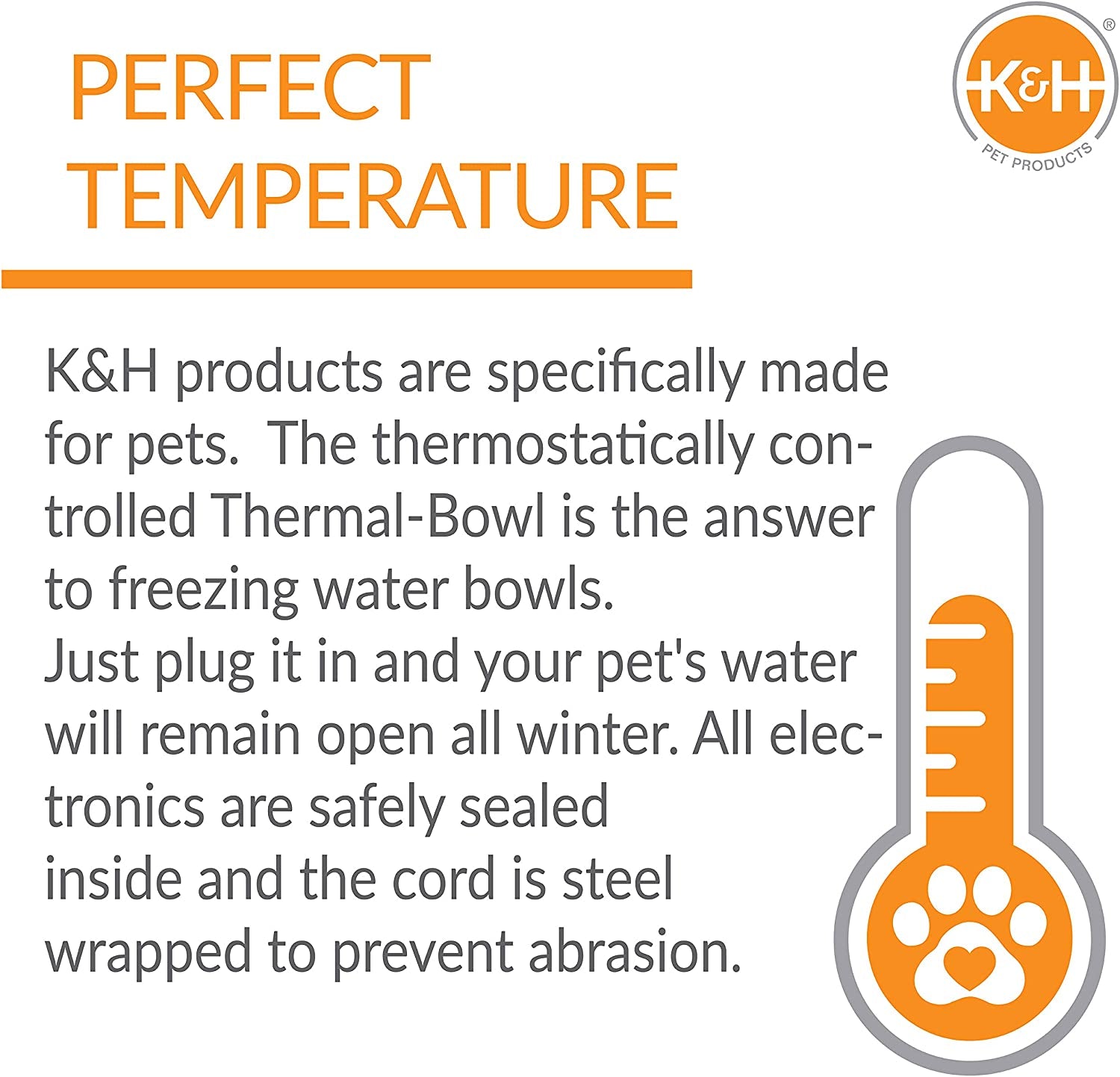 Thermal-Bowl Heated Water Bowl for Cats & Dogs Outside, Safety Listed Outdoor Heated Dog Bowl for Pets, Automatic No Freeze, anti Chewy Cord - 1.5 Gallons Granite 25W